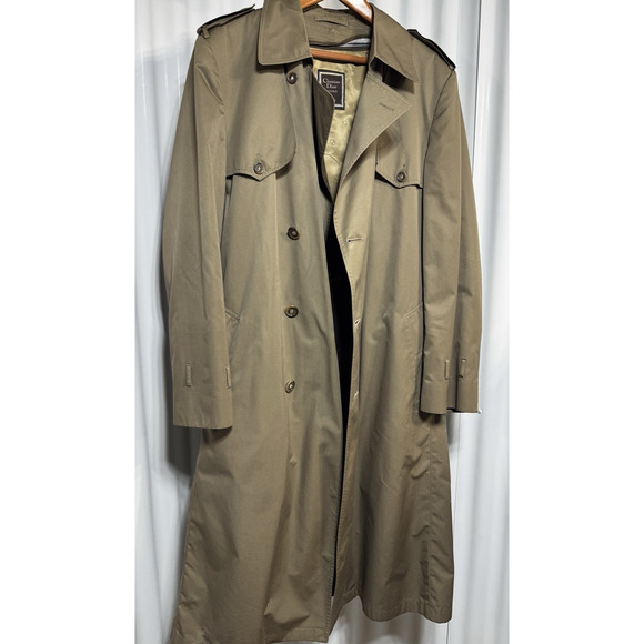 Vintage Christian Dior Monsieur Trench Coat Tan 44L Paris New York Rain Repellen - Picture 1 of 10